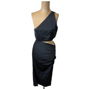 NWT! Pretty Lavish One Shoulder Cut Out Midi Dress in black Size 6